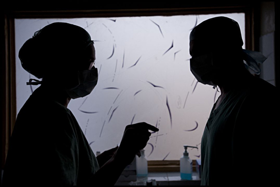 Medical staff at the operating theatre of Hangu hospital, Pakistan.