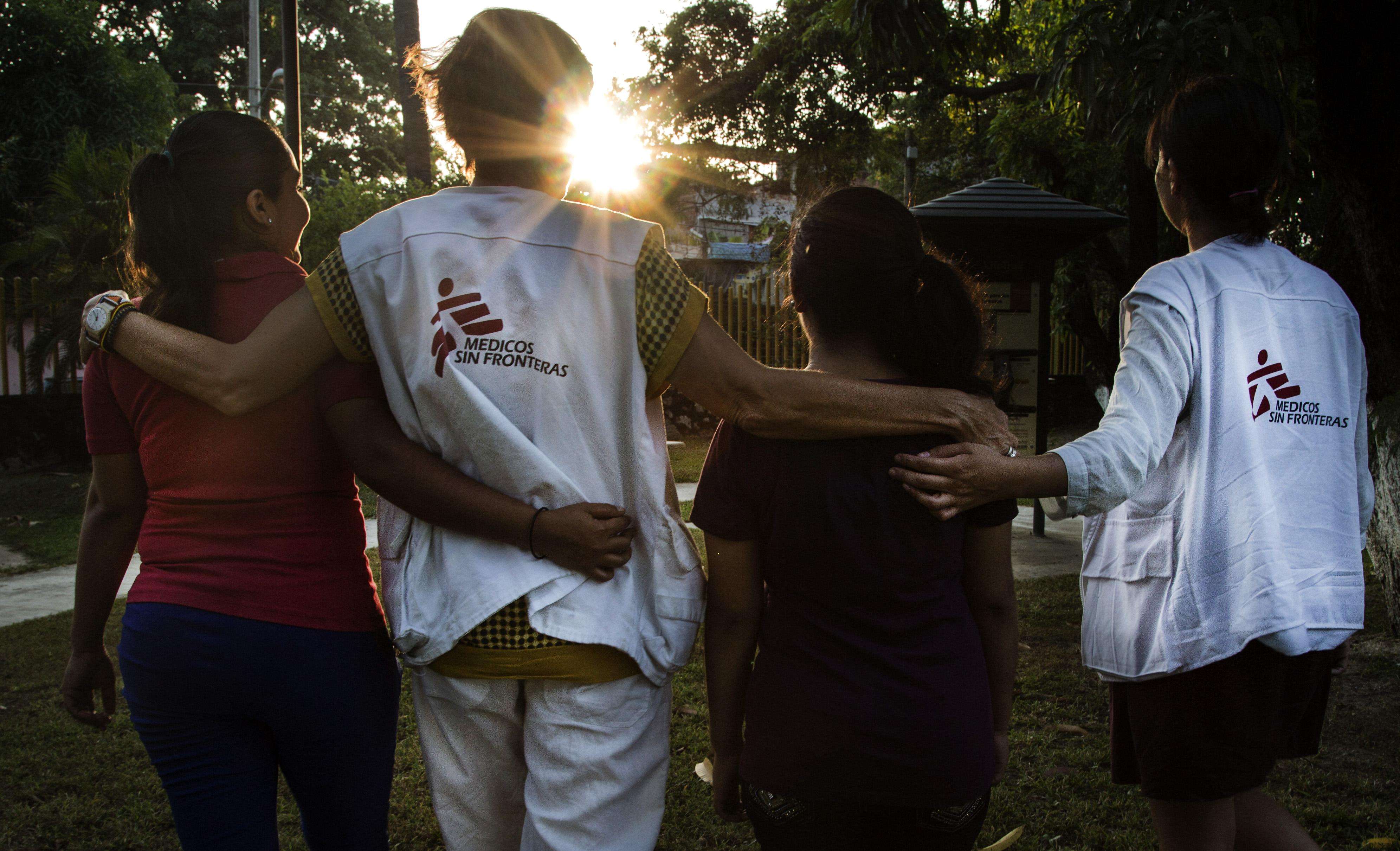 Social psychologists from MSF work with children and adolescents in Mexico in 2018.