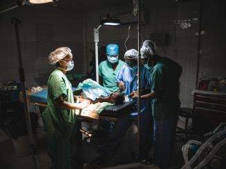 MSF staff in the operating theater at the Immaculate Conception Hospital in Haiti