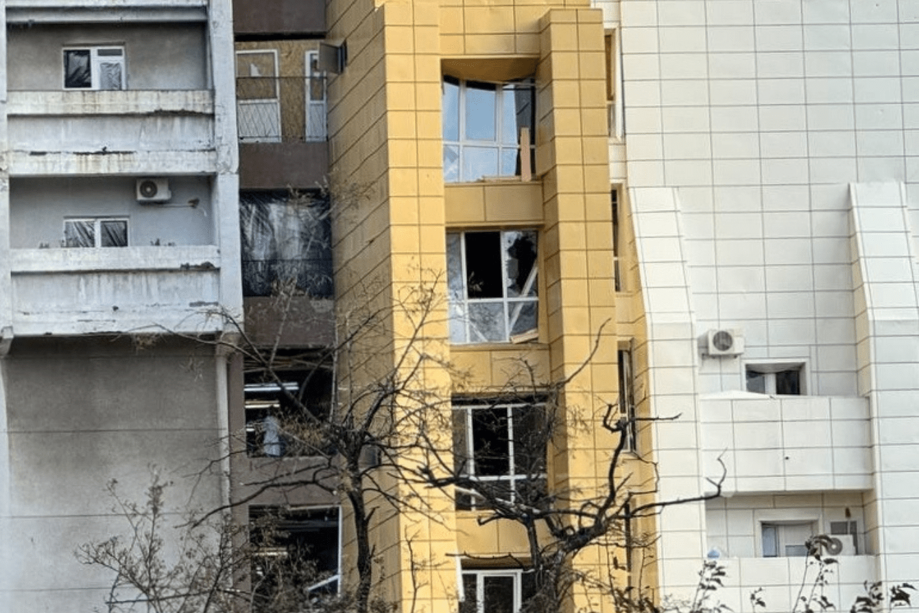 Damage sustained at the Mechnikov Hospita in Dnipro, Ukraine. 