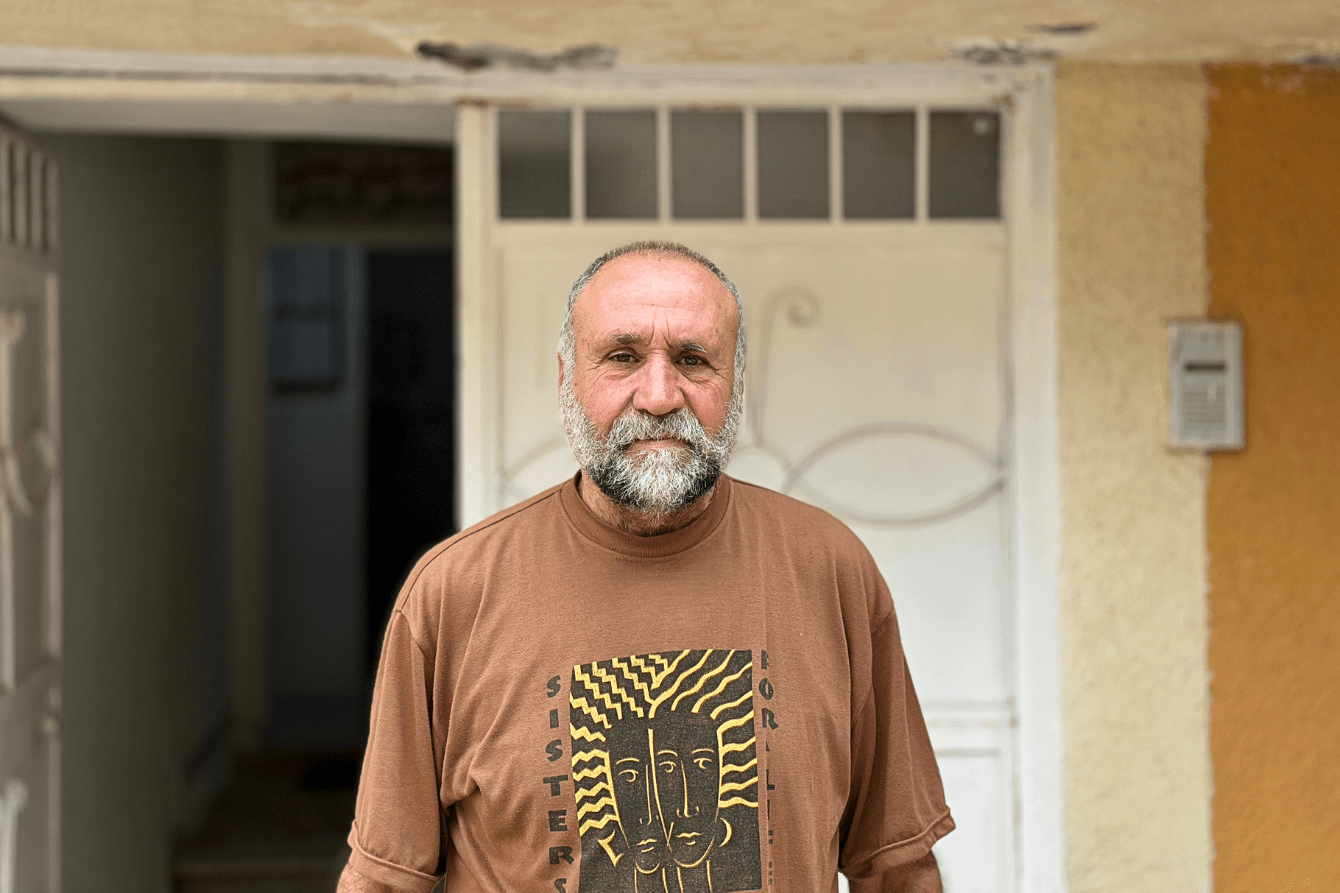 Abu Mohammed, 68 years old from Aitaroun displaced in Tayr Felsay, south of Lebanon.