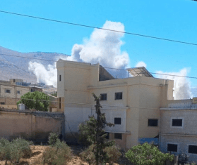 Smoke billowing over the Bekaa valley in Lebanon