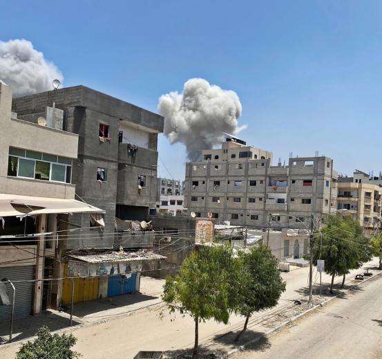 Nuseirat refugee camp during Israeli bombardments on Saturday, June 8.